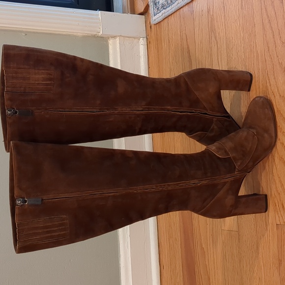 Santoni Rose Collection Italian Suede Leather knee high boots zip up W36 - Picture 10 of 15